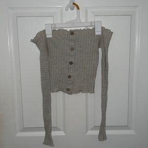 Cropped off shoulder long sleeve top